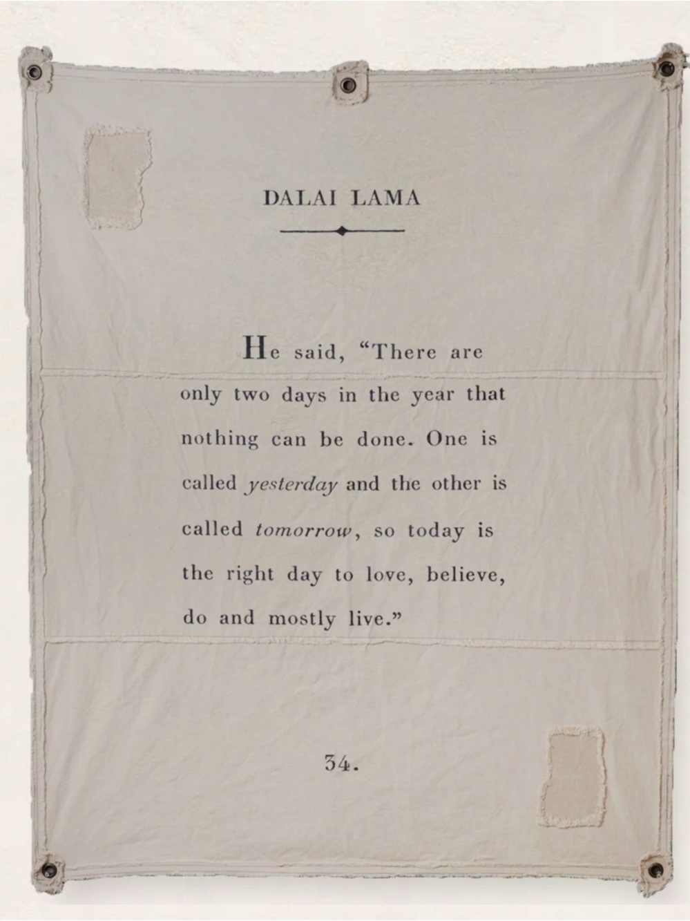 Dalai Lama Quote Wall Hanging in Light Beige